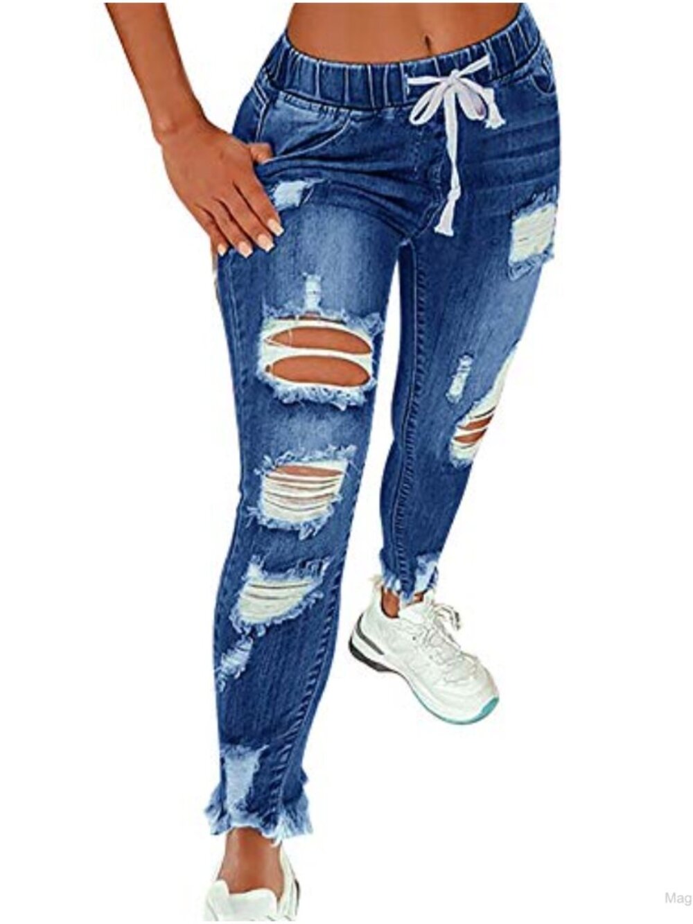 High Waist Skinny Ripped Jeans Stretch Destroyed Denim Plus Size